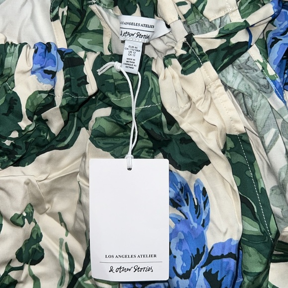 & Other Stories Gathered Sleeveless Midi Dress - Size 12 - Picture 8 of 9